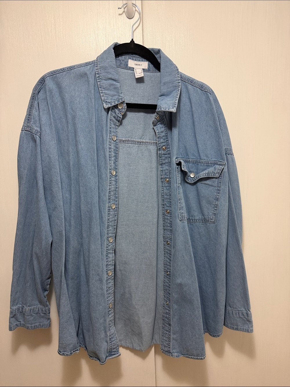 Forever 21 Light Blue Denim Button-Down Shirt